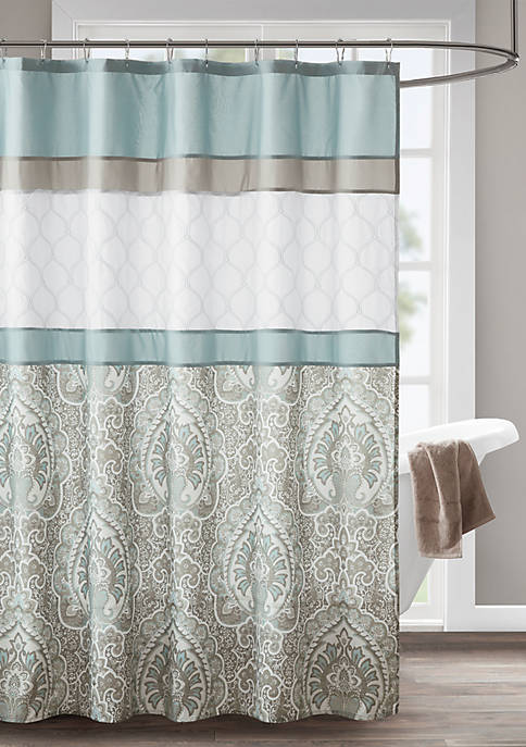 Shawnee Printed and Embroidered Shower Curtain with Liner