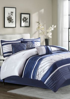 madison park collins 7 piece navy comforter se