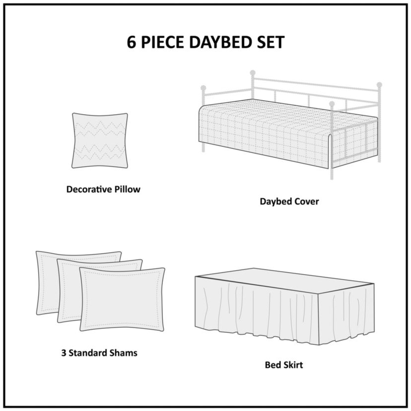 Tuscany 6 Piece Reversible Scalloped Edge Daybed Cover Set