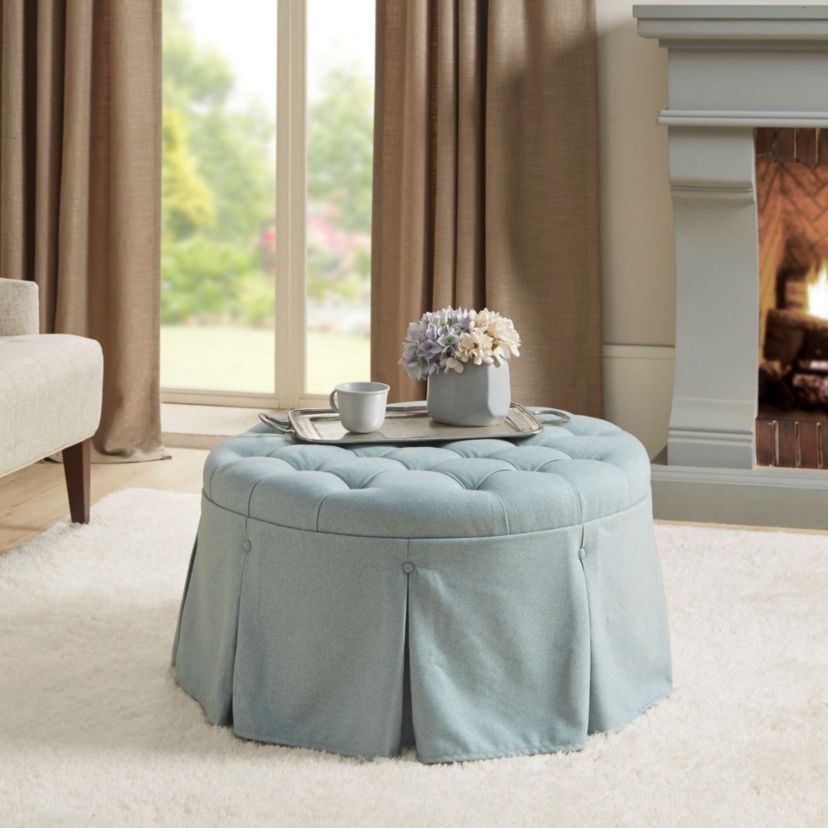 Terri Skirted Tufted 32" Round Ottoman