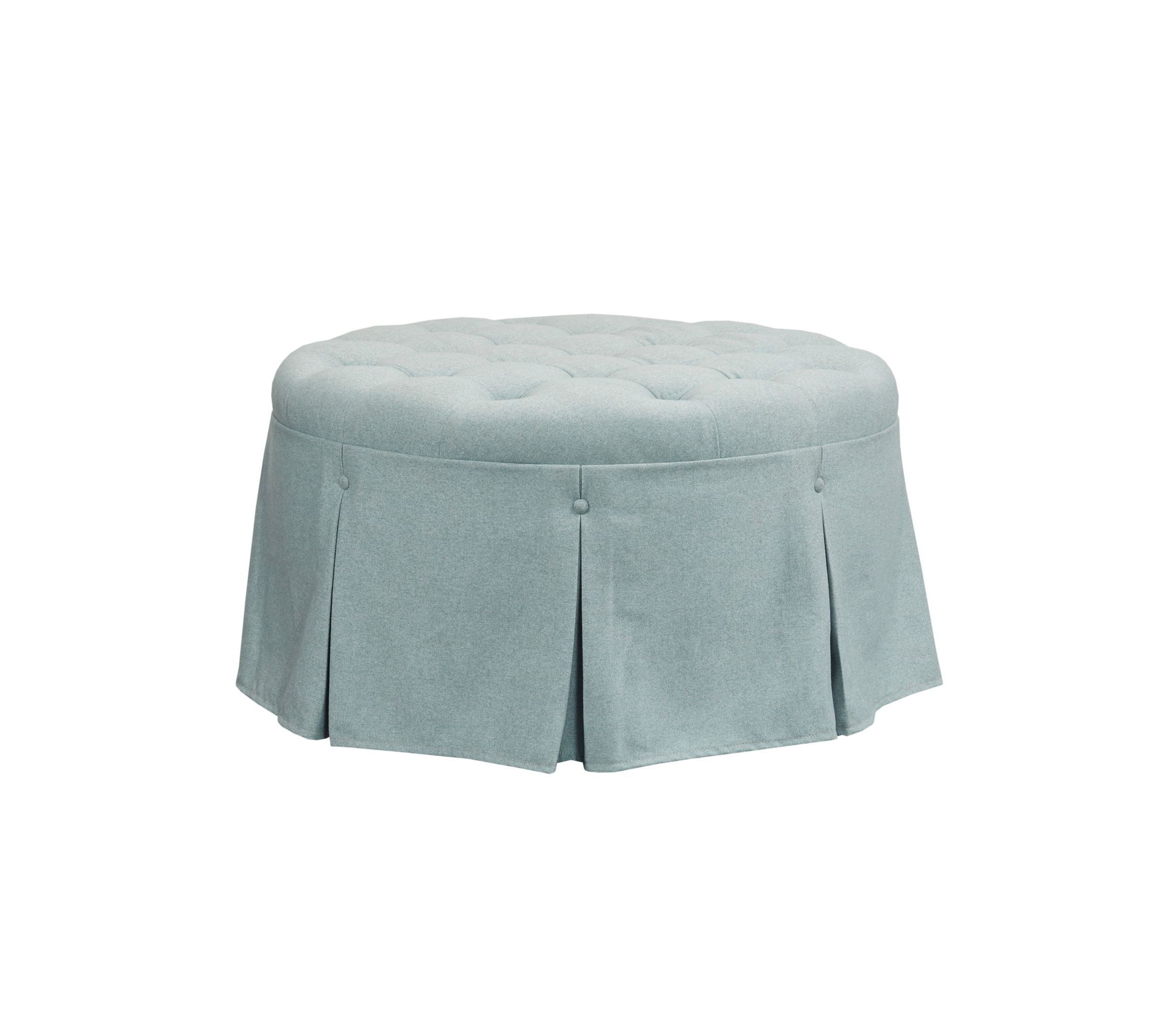 Terri Skirted Tufted 32" Round Ottoman