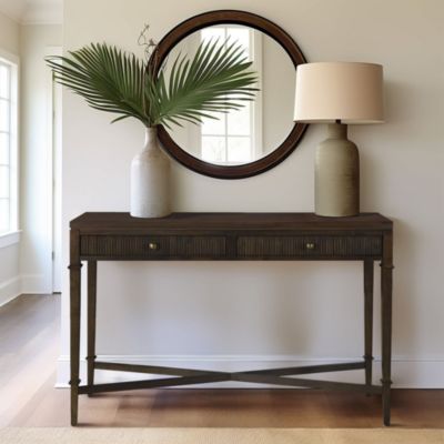 Martha Stewart Kenna Fluted 2-drawer Storage Console Table, Brown