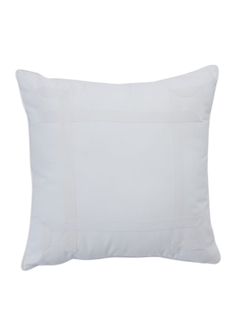 Messina Damask 18 in x 18 in Ribbon Appliqué Decorative Pillow