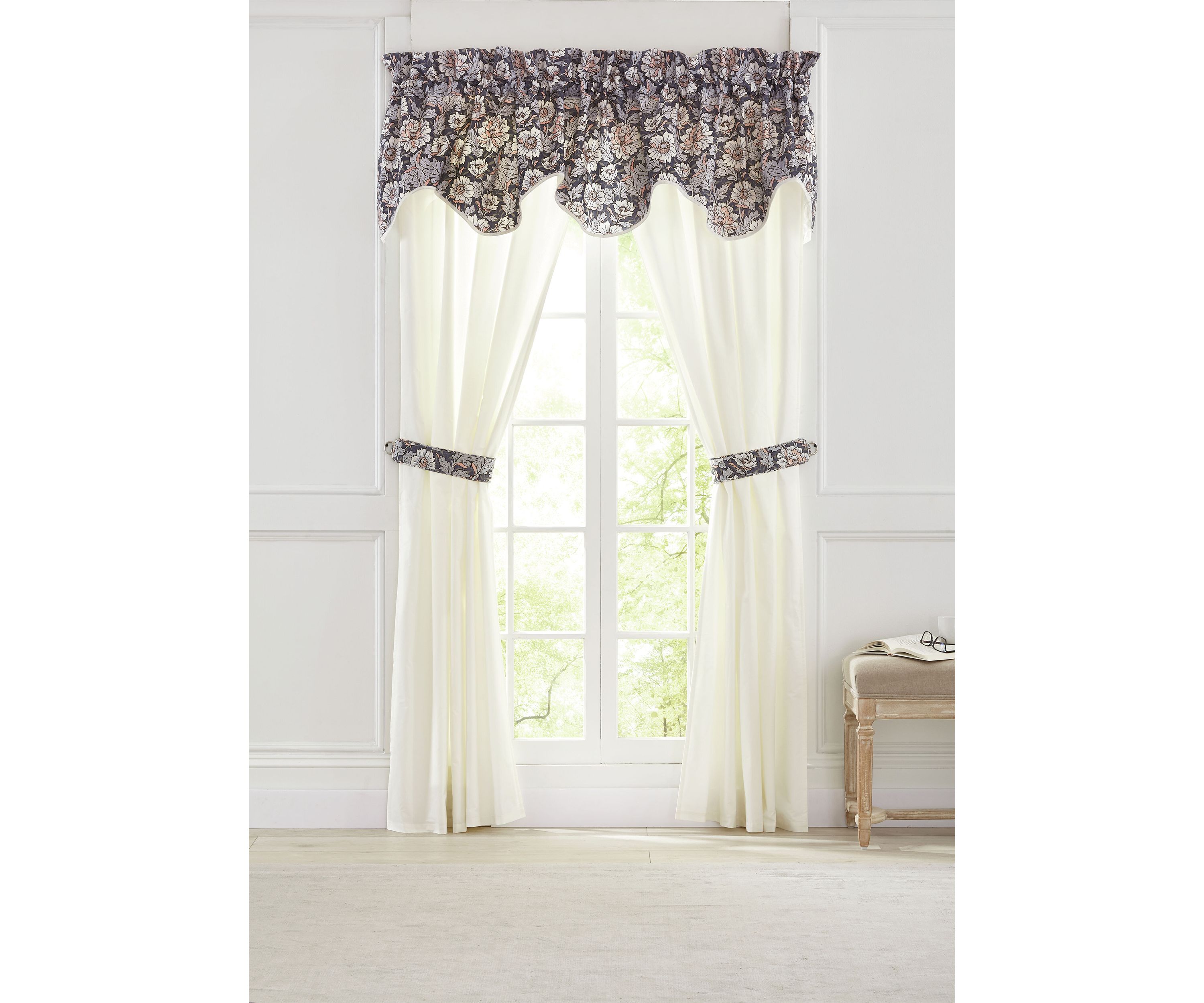 Harvest Bouquet Drapery Pair with Tiebacks 