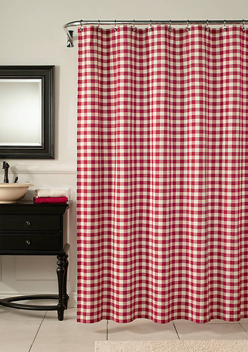 M Style Classic Check Barn Red Shower, Buffalo Plaid Shower Curtain Red