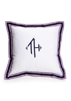 Monogram Grosgrain Decorative Pillow 18-in.x 18-in.