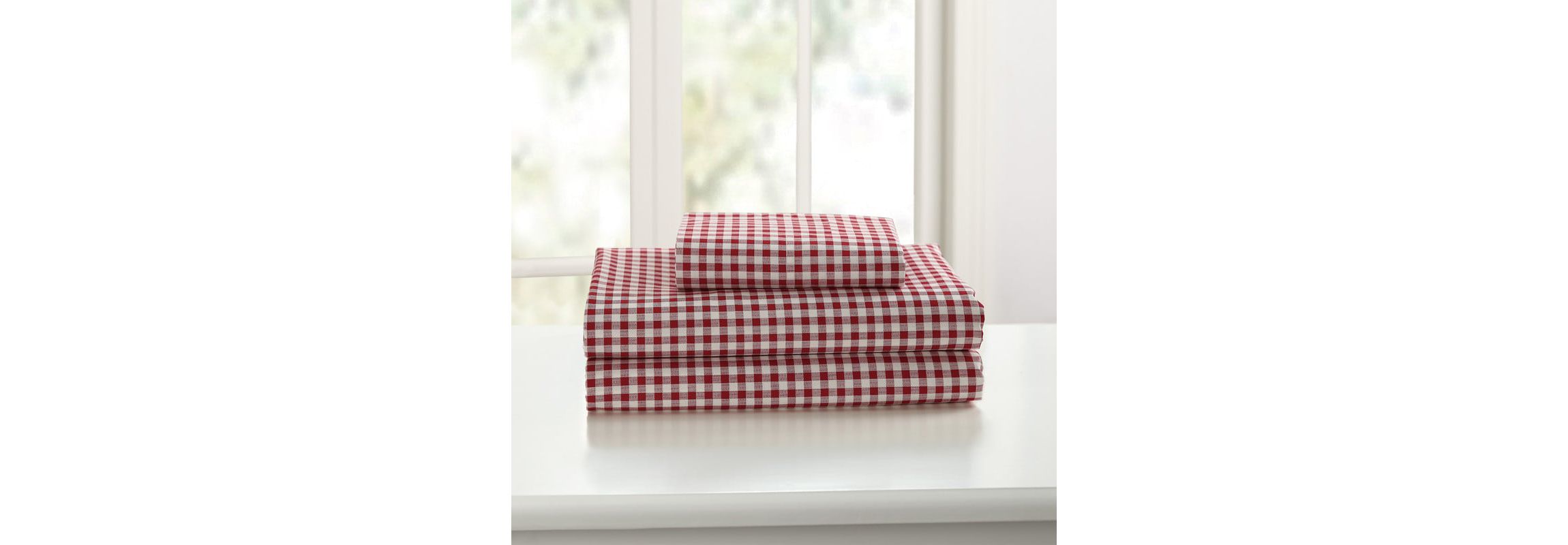 Gingham 250 Thread Count Cotton Percale Sheet Set