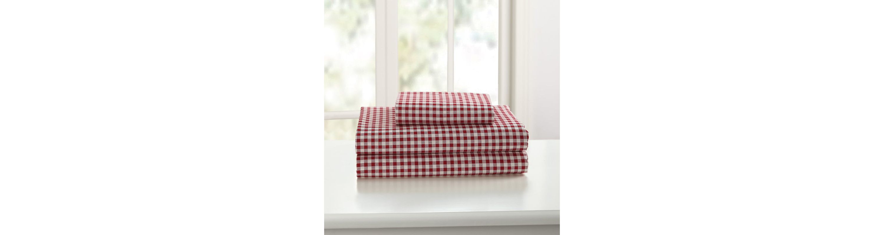 Gingham 250 Thread Count Cotton Percale Sheet Set