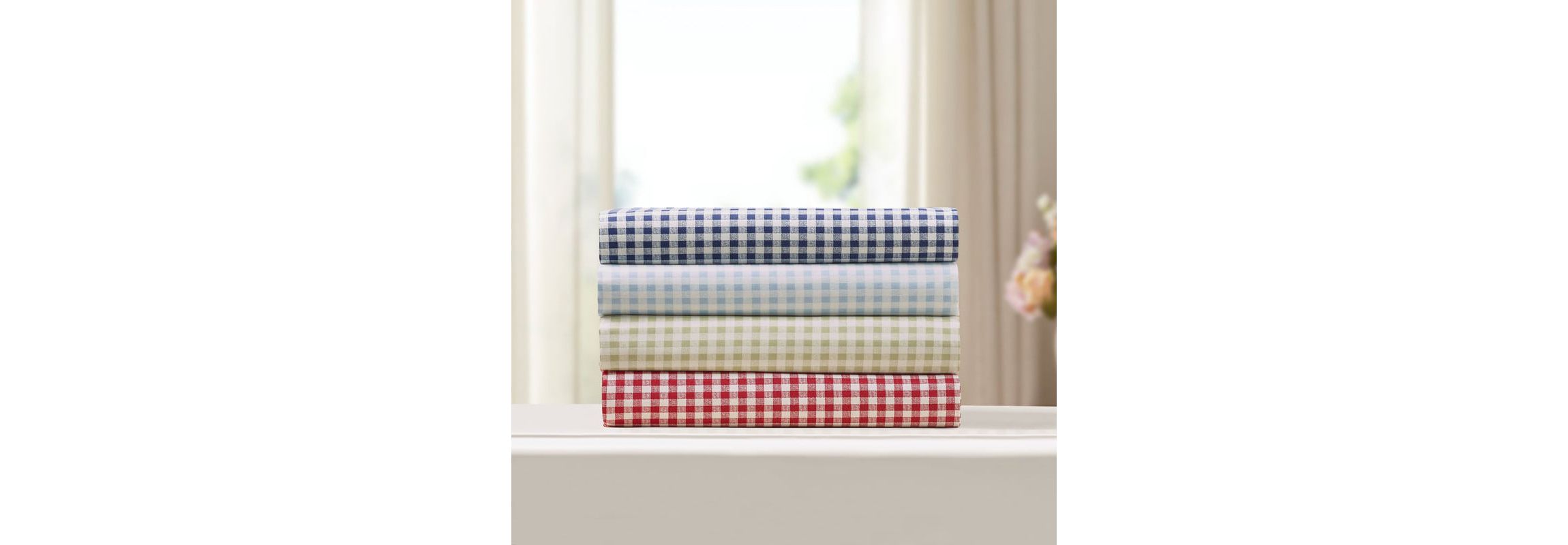 Gingham 250 Thread Count Cotton Percale Sheet Set