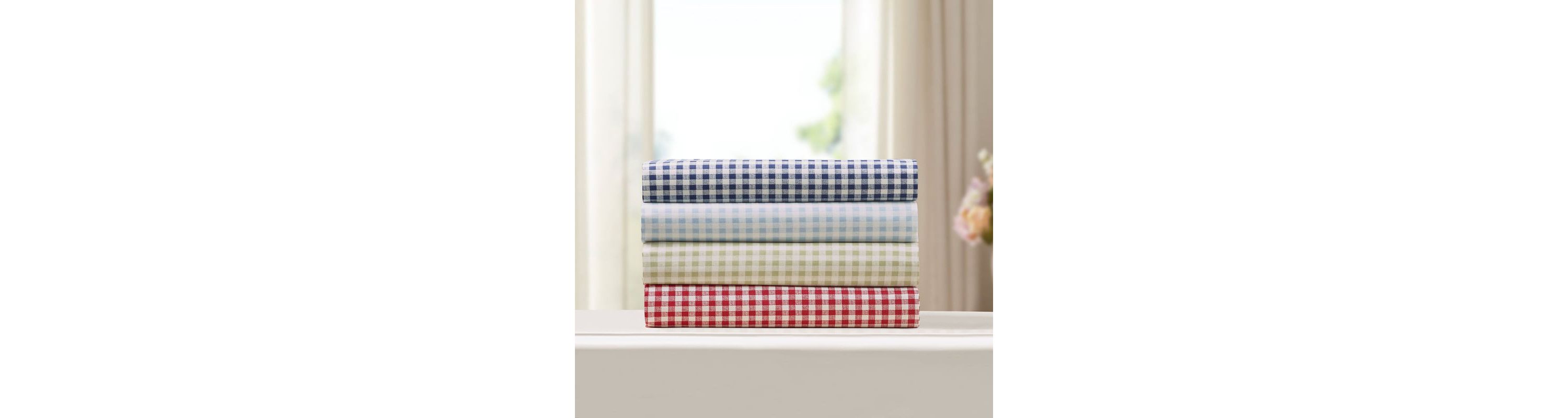 Gingham 250 Thread Count Cotton Percale Sheet Set