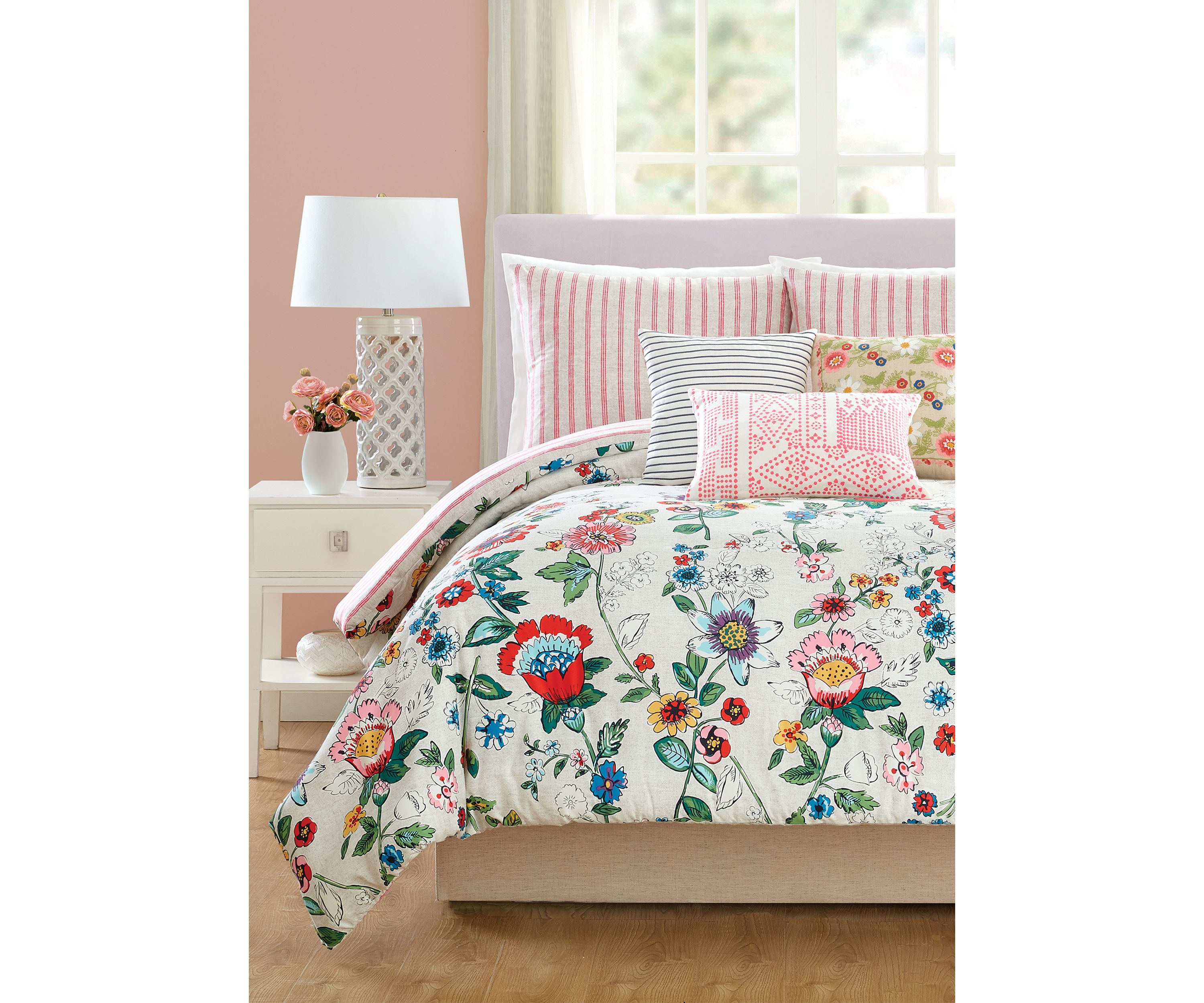 Coral Floral 2-Piece Comforter Set - Twin