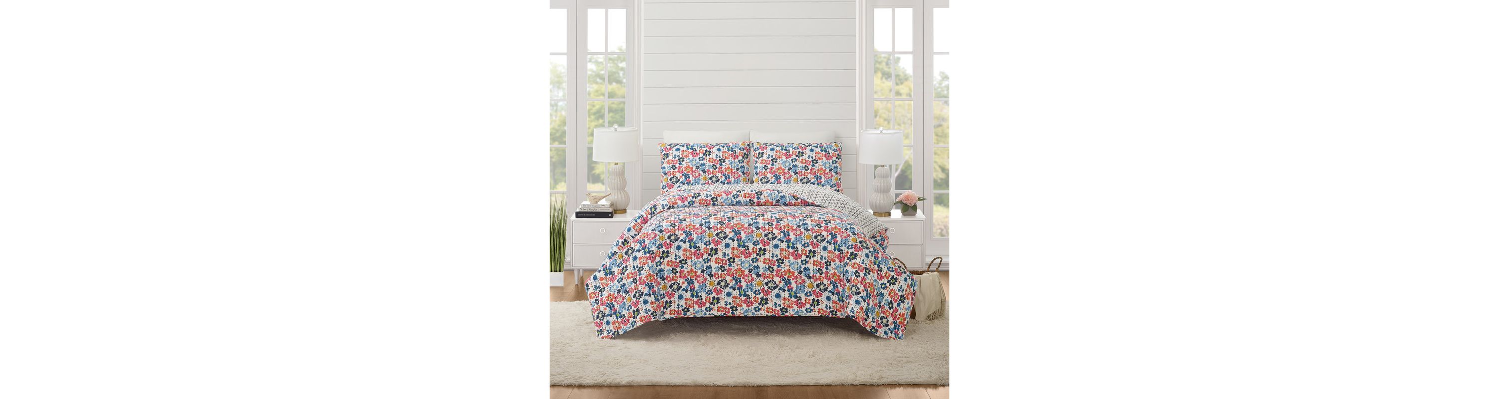 Blossom 100% Cotton Reversible Quilt Set