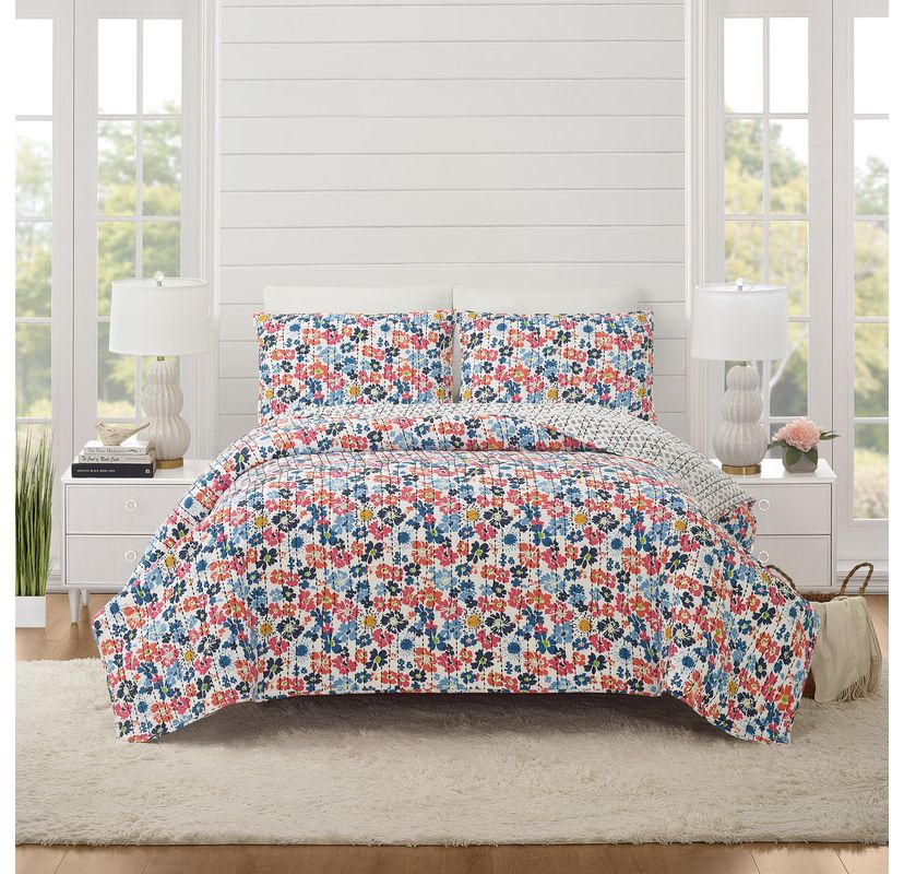 Blossom 100% Cotton Reversible Quilt Set