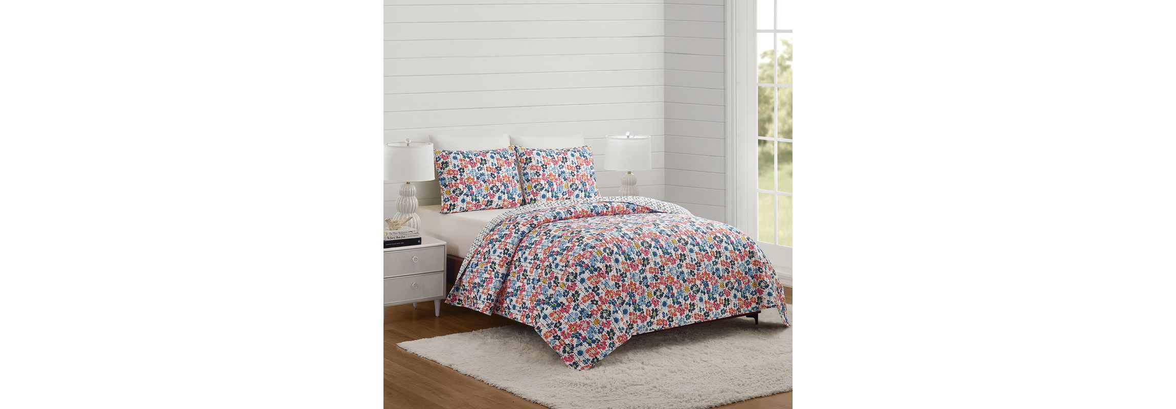 Blossom 100% Cotton Reversible Quilt Set
