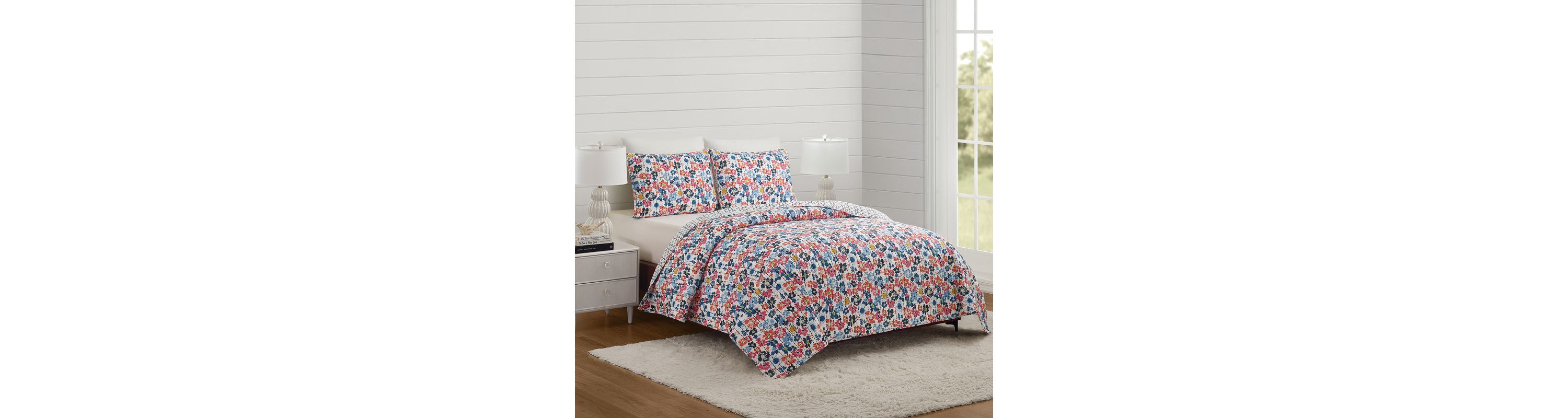 Blossom 100% Cotton Reversible Quilt Set