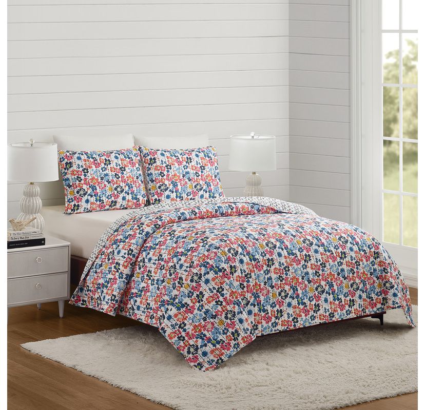 Blossom 100% Cotton Reversible Quilt Set