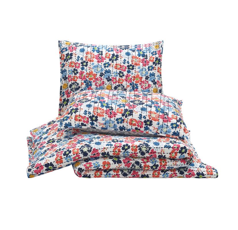 Blossom 100% Cotton Reversible Quilt Set