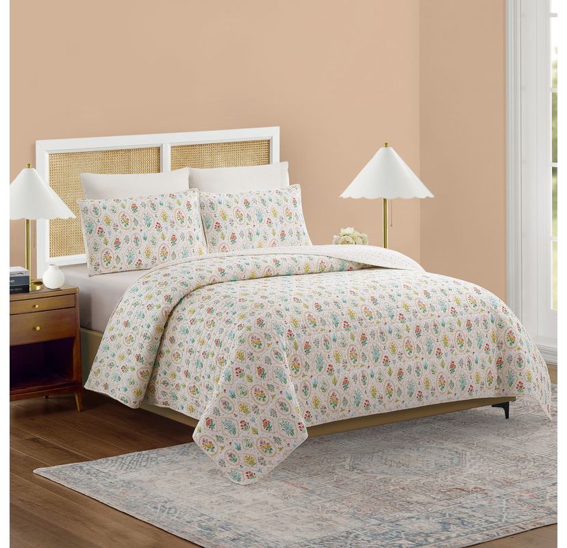 Floral Wallpaper Cotton Quilt Set by Angela Staehling