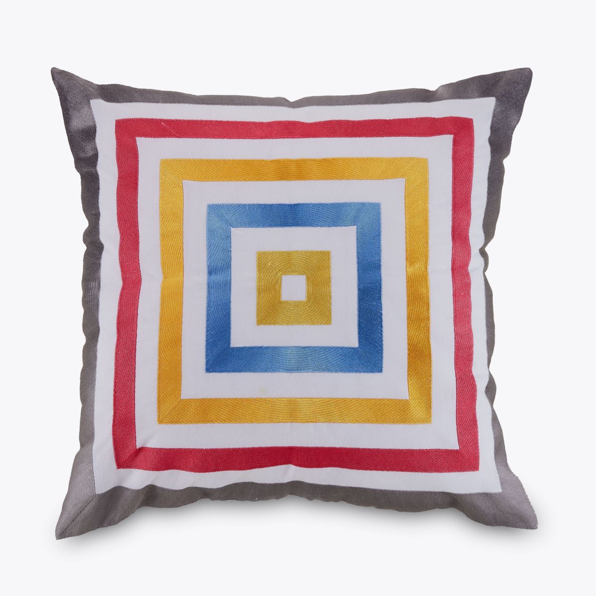 Satin Stitch Embroidered Square Pillow
