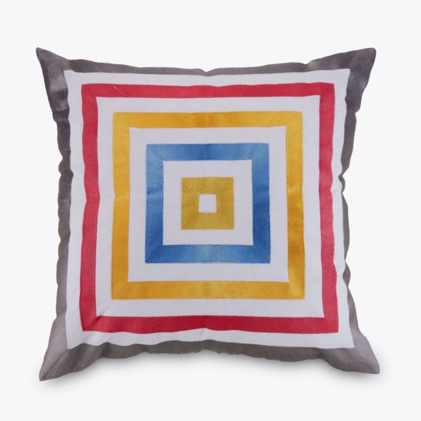 Satin Stitch Embroidered Square Pillow