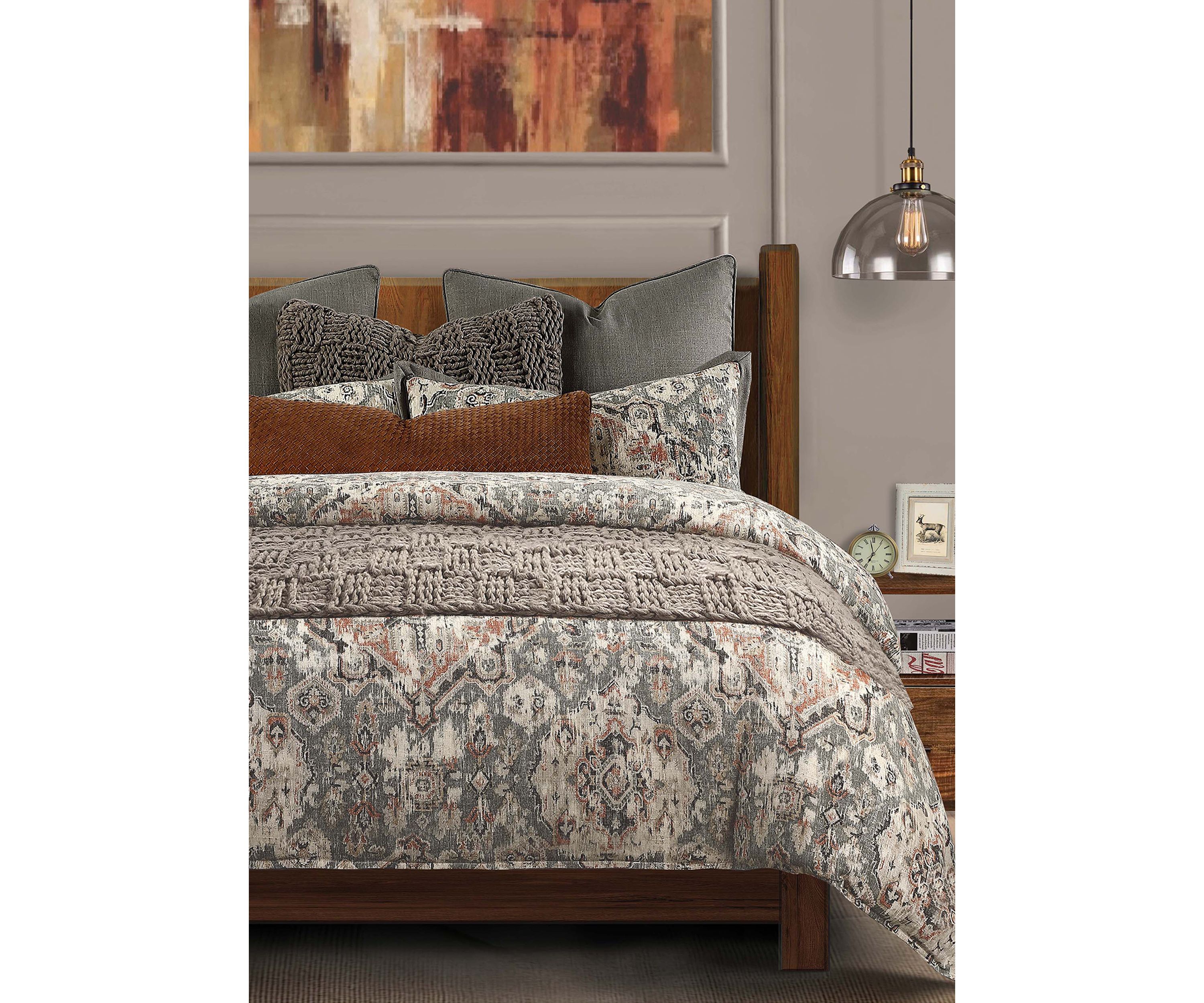 Carmen Taupe Vintage Kilim Medallion Comforter Set, 3 Piece