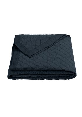 HiEnd Accents Linen Cotton Diamond Quilt, Navy Blue, Queen