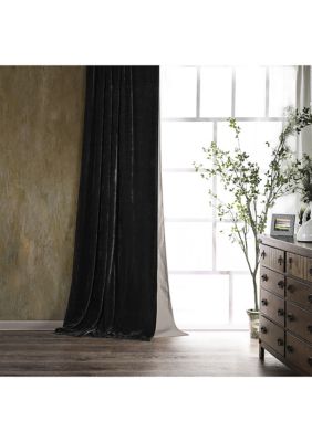 HiEnd Accents Stella Faux Silk Velvet Romantic Western Lined 1 Piece Curtain, 48"x108", Black, 90-94