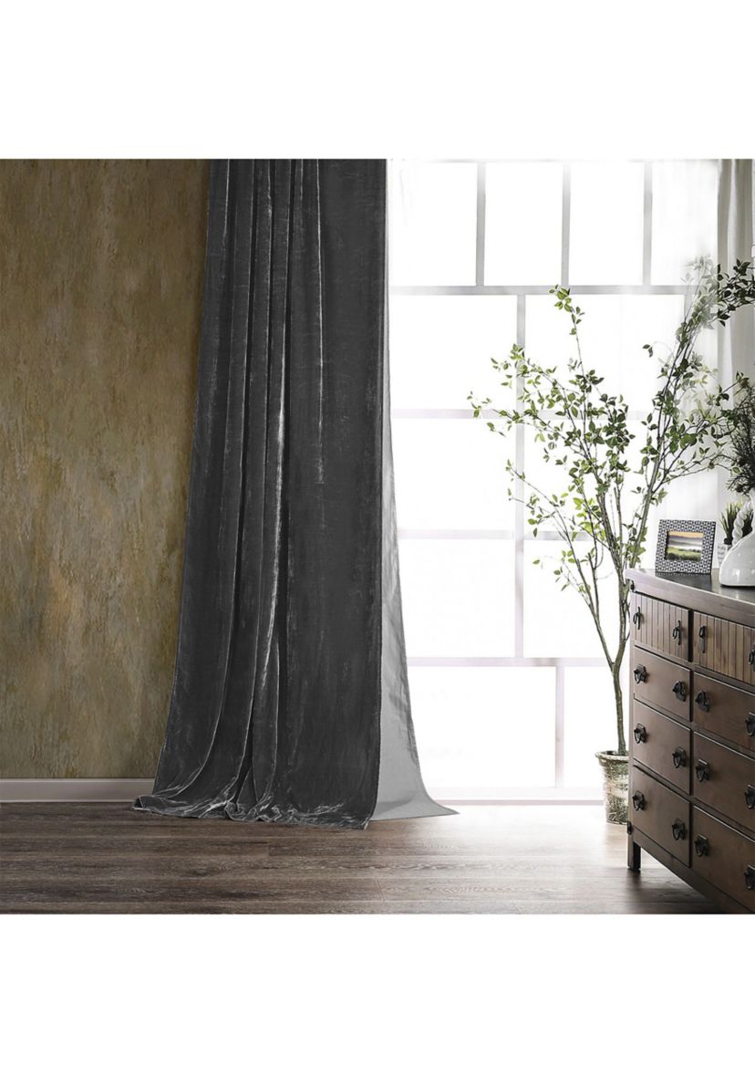 HiEnd Accents Stella Faux Silk Velvet Romantic Western Lined 1 Piece Curtain, 48"x108"
