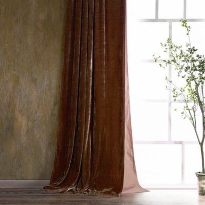 HiEnd Accents Stella Faux Silk Velvet Romantic Western Lined 1 Piece Curtain, 48"x108", Brown, 90 in - 94 in