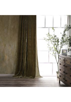 HiEnd Accents Stella Faux Silk Velvet Romantic Western Lined 1 Piece Curtain, 48"x108", Green, 90-94