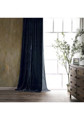 HiEnd Accents Stella Faux Silk Velvet Romantic Western Lined 1 Piece Curtain, 48"x108", Blue, 90-94