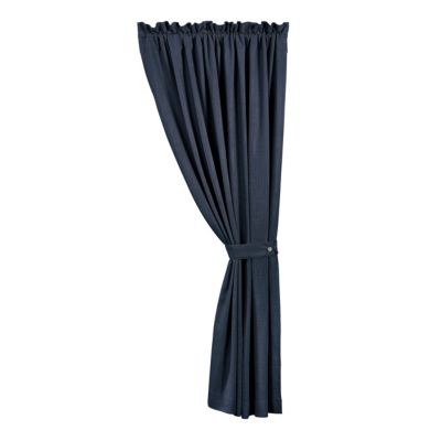 HiEnd Accents Luna Washed Linen Lined Curtain, Navy Blue, 90-94