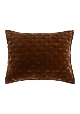 HiEnd Accents Stella Faux Silk Velvet Romantic Western Quilted Pillow Sham, 1PC