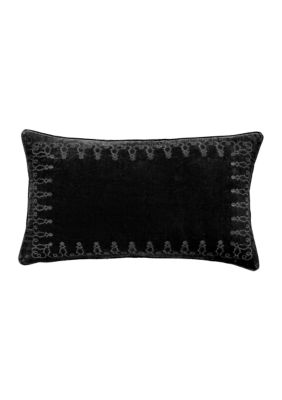 Stella Faux Silk Velvet Embroidered Lumbar Pillow