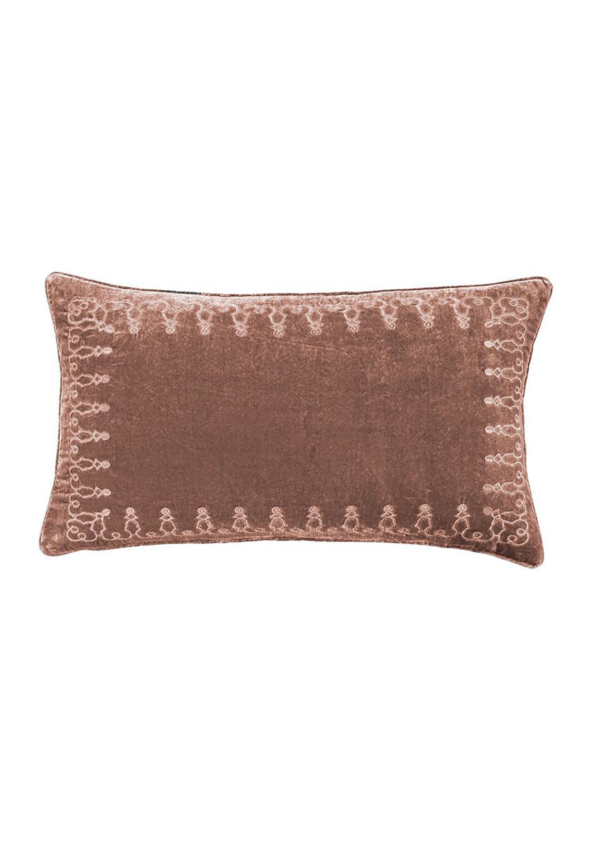 Stella Faux Silk Velvet Embroidered Lumbar Pillow