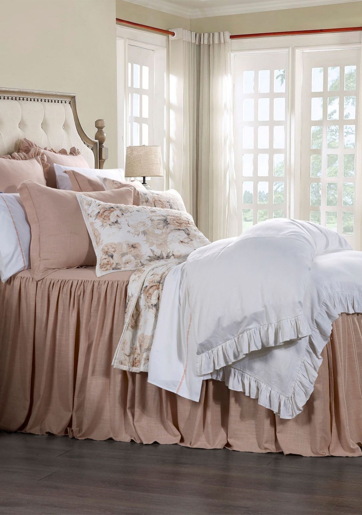 HiEnd Accents Luna Washed Linen Romantic Shabby Chic 3 Piece Bedspread Set