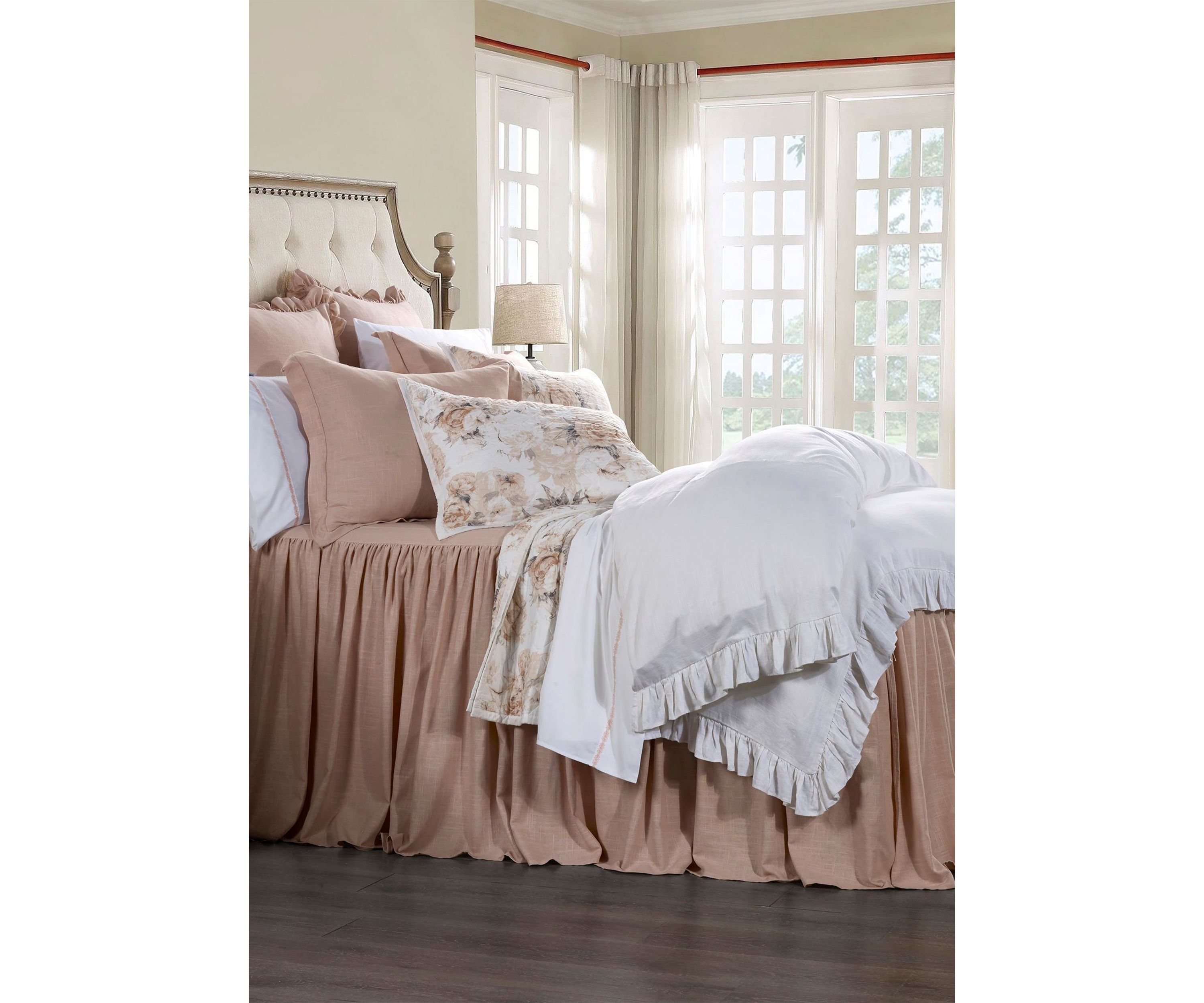 HiEnd Accents Luna Washed Linen Romantic Shabby Chic 3 Piece Bedspread Set