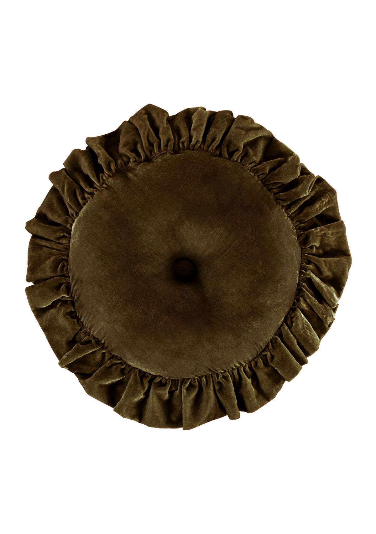 Stella Faux Silk Velvet Ruffled Round Pillow