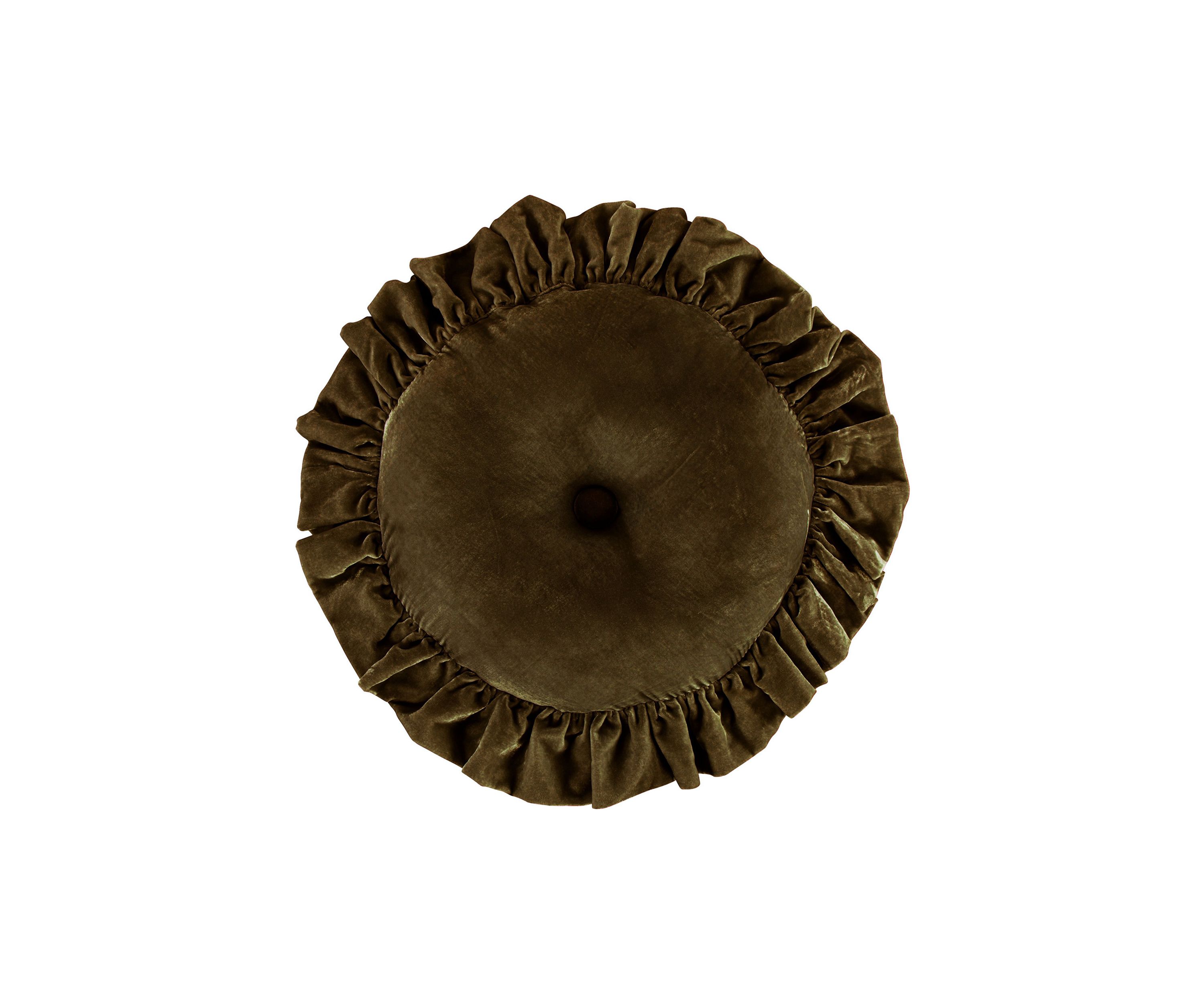 Stella Faux Silk Velvet Ruffled Round Pillow