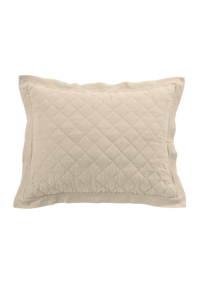 Linen Cotton Diamond Quilted Pillow Sham