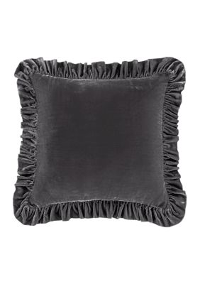 HiEnd Accents Stella Faux Silk Velvet Romantic Western Ruffled Euro Sham, 27"x27"