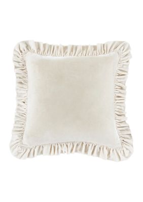 HiEnd Accents Stella Faux Silk Velvet Romantic Western Ruffled Euro Sham, 27"x27"