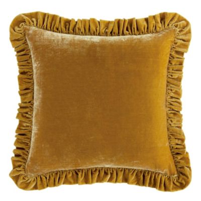 HiEnd Accents Stella Faux Silk Velvet Romantic Western Ruffled Euro Sham, 27"x27"