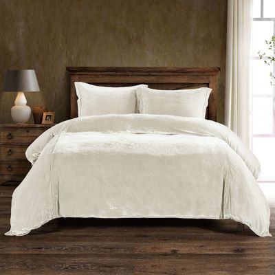 HiEnd Accents Stella Faux Silk Velvet Romantic Western 3 Piece Duvet Cover Set, King/California King