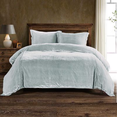 HiEnd Accents Stella Faux Silk Velvet Romantic Western 3 Piece Duvet Cover Set