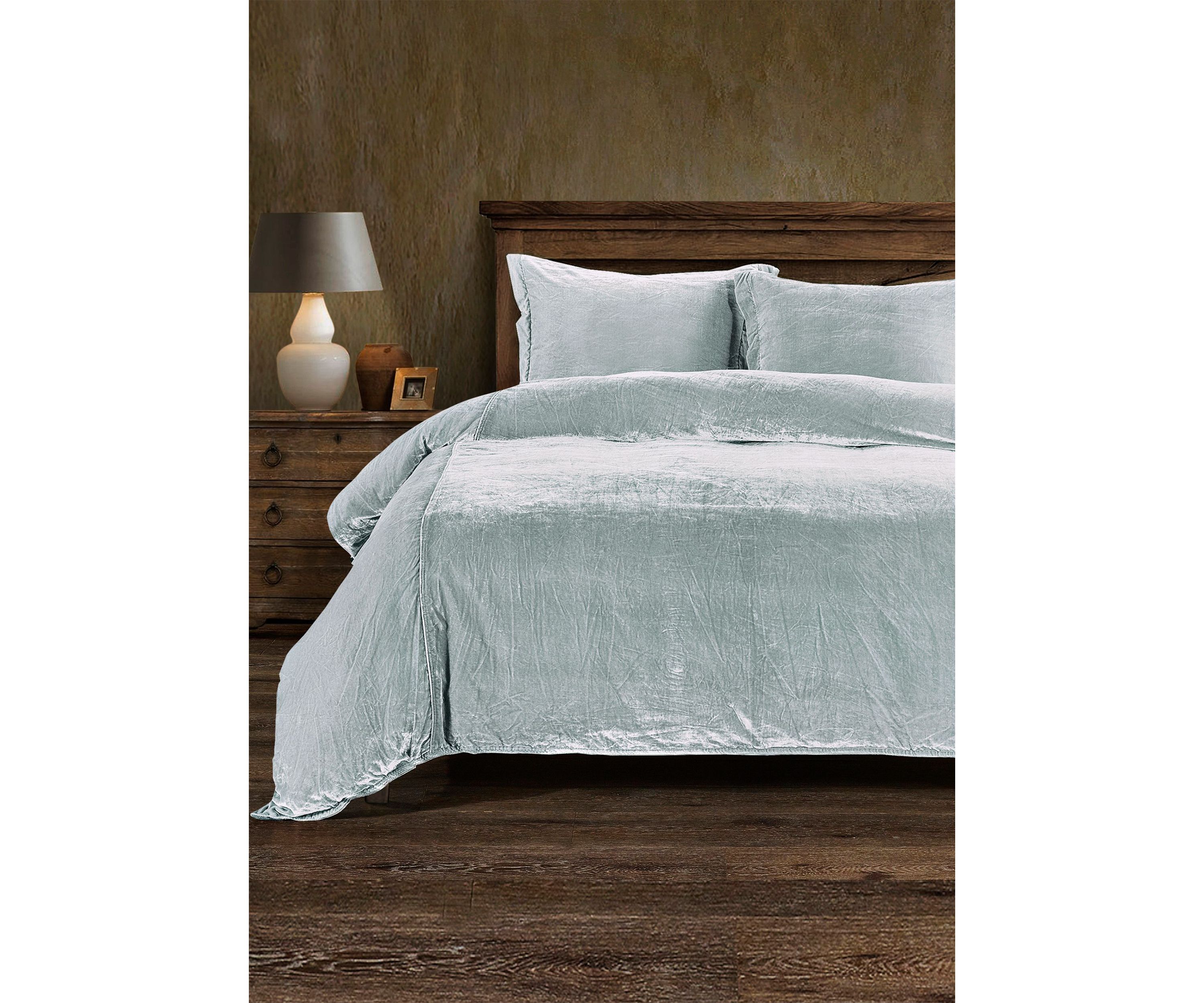 HiEnd Accents Stella Faux Silk Velvet Romantic Western 3 Piece Duvet Cover Set