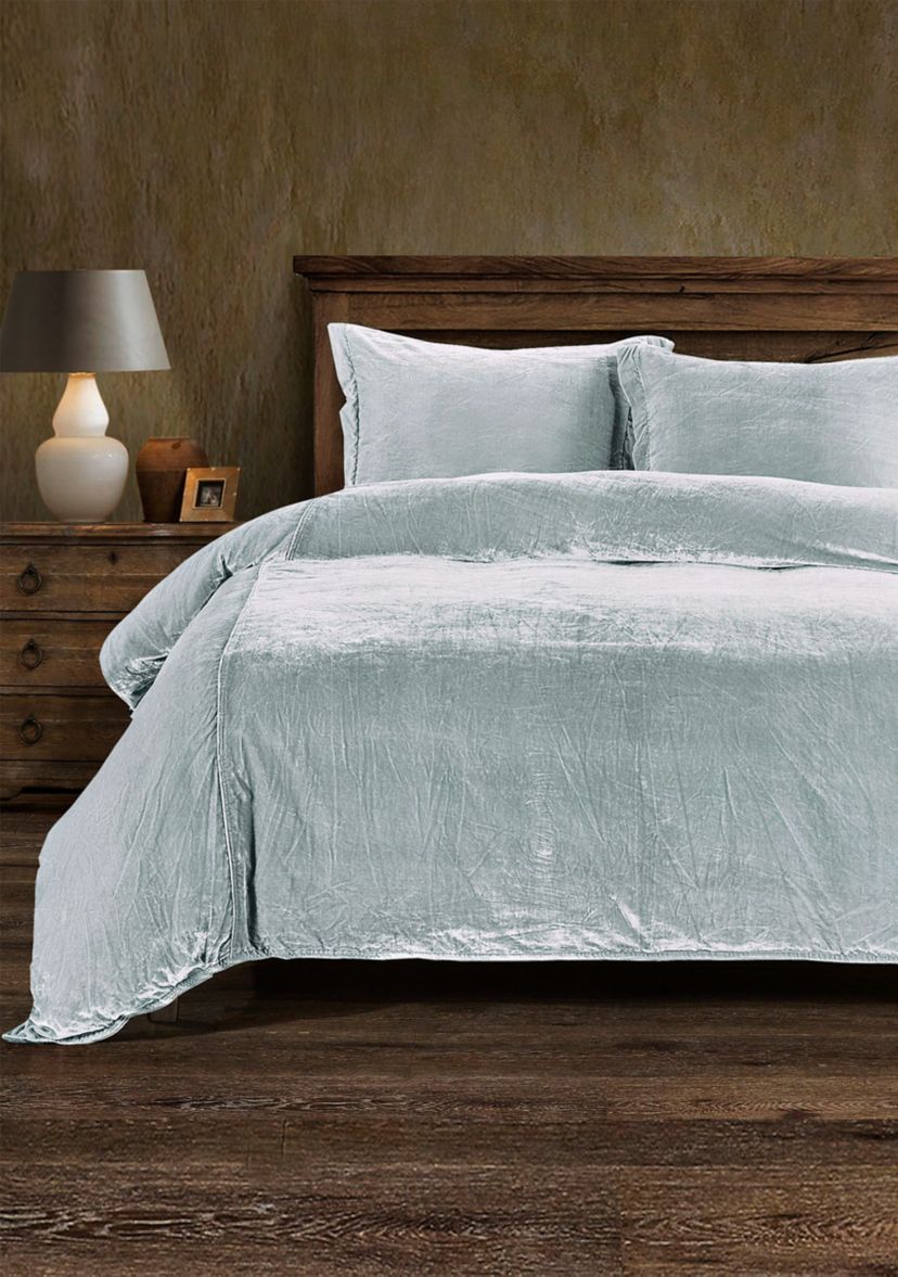 HiEnd Accents Stella Faux Silk Velvet Romantic Western 3 Piece Duvet Cover Set