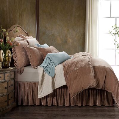 HiEnd Accents Stella Faux Silk Velvet Romantic Western 3 Piece Duvet Cover Set, Dusty Rose, King/California King