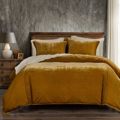 HiEnd Accents Stella Faux Silk Velvet Romantic Western 3 Piece Duvet Cover Set, King/California King