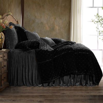 HiEnd Accents Stella Faux Silk Velvet Ruffle Skirt Bedspread Set with Pillow Shams